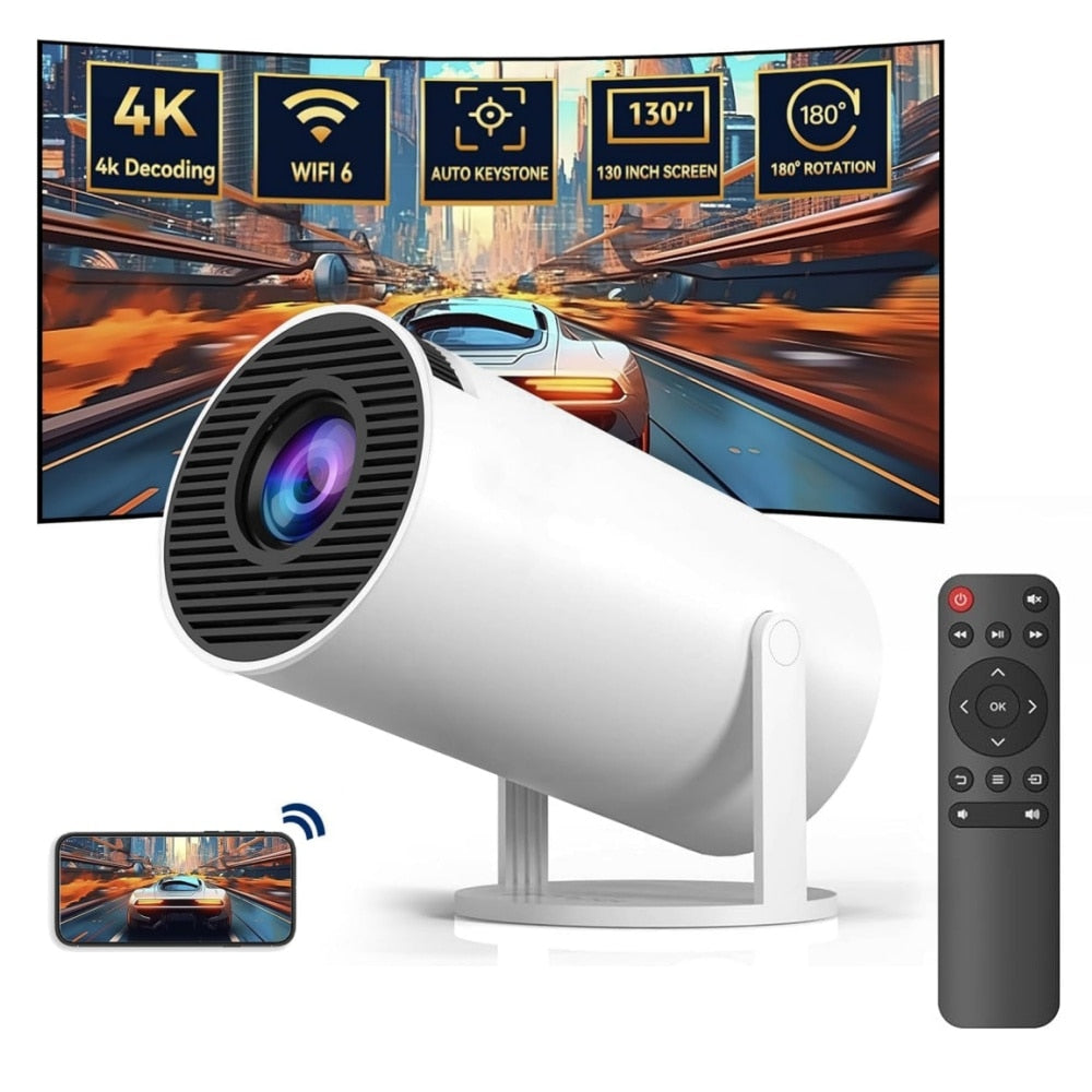 Videoproiector Portabil Smart 4K Ultra HD cu WiFi6, Bluetooth 5.0, Autofocus, Proiectie Ajustabila