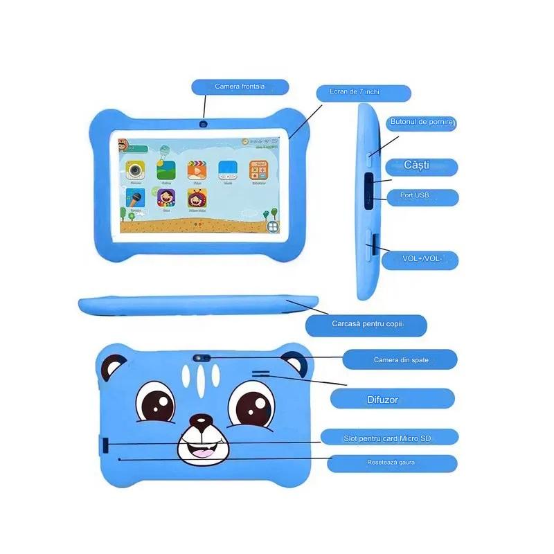 Tableta pentru copii de 7 inch Android WiFi cu Protectie anti shock, Camera dubla, jocuri, desene, aplicatii, Educativ, model Ursulet