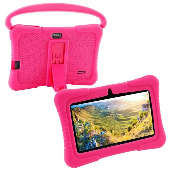 7 inch Android WiFi children's tablet with anti-shock protection, dual camera, games, drawings, applications, educational, model with handle
