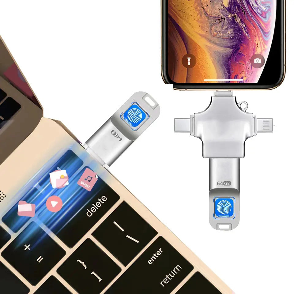 USB Memory Stick, Secured with Fingerprint 64 GB, Reliable Storage, Fast Transfer, Advanced Data Protection