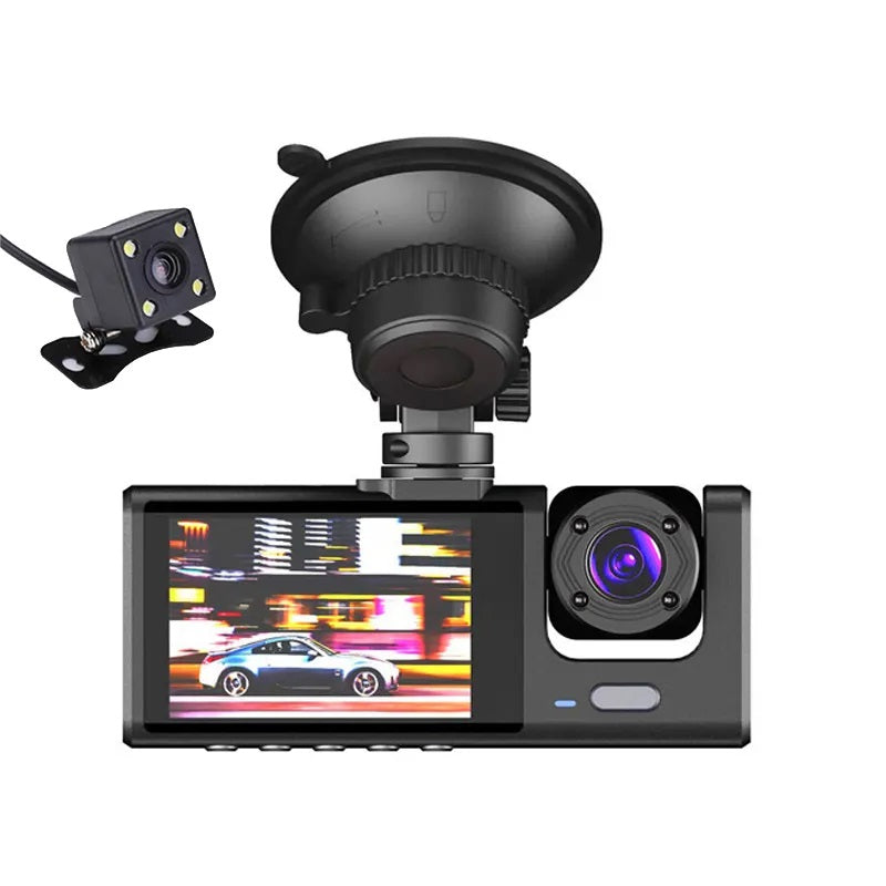 Camera auto tripla de bord Full HD 1080P, 3 Lentile, IPS Display 2", Inregistrare Dubla, Loop Recording, G-sensor