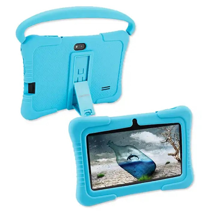 7 inch Android WiFi children's tablet with anti-shock protection, dual camera, games, drawings, applications, educational, model with handle