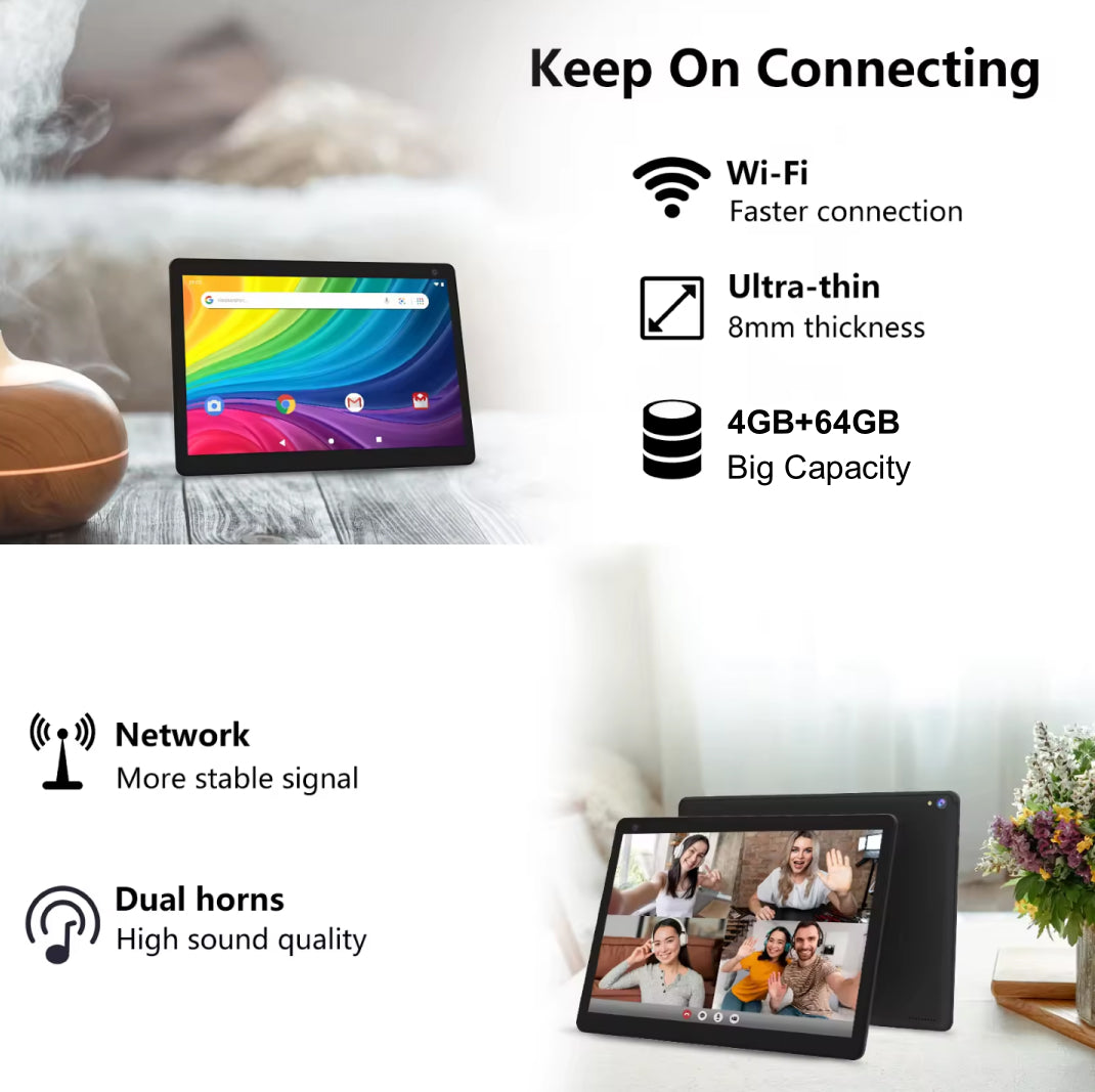 Tableta 10 inch, Android 12, 64GB ROM+4GB RAM, Husa, Tastatura, Mouse, Stilou, WiFi, Bluetooth, Camera dubla, Baterie de 6000mAh