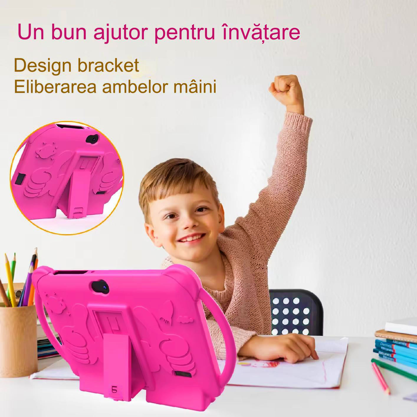 Tableta pentru copii Android WiFi de 7 inch, 4GB RAM, 32GB ROM, cu Husa de Protectie anti shock