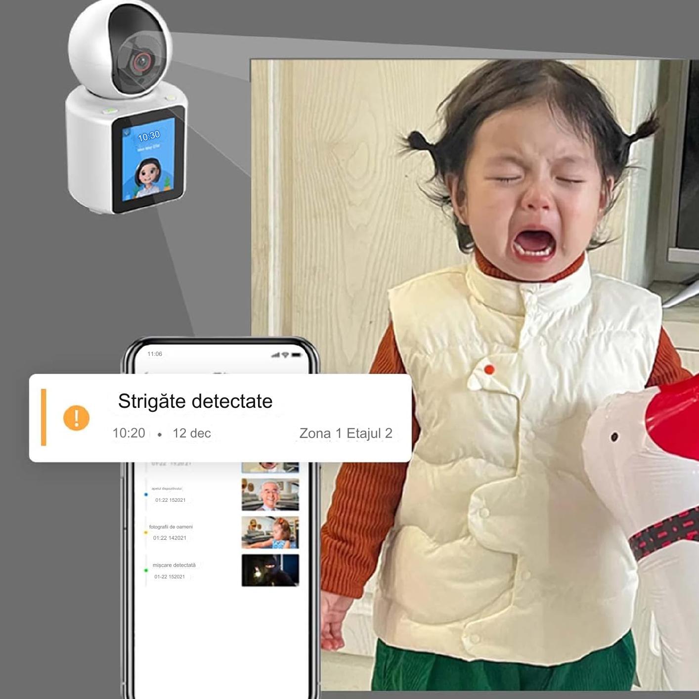 Baby Monitor Camera Wireless cu Display, Monitorizare Video Audio Bebelusi, Comunicare Bidirectional, Senzor Miscare, infrarosu, apel de la distanta