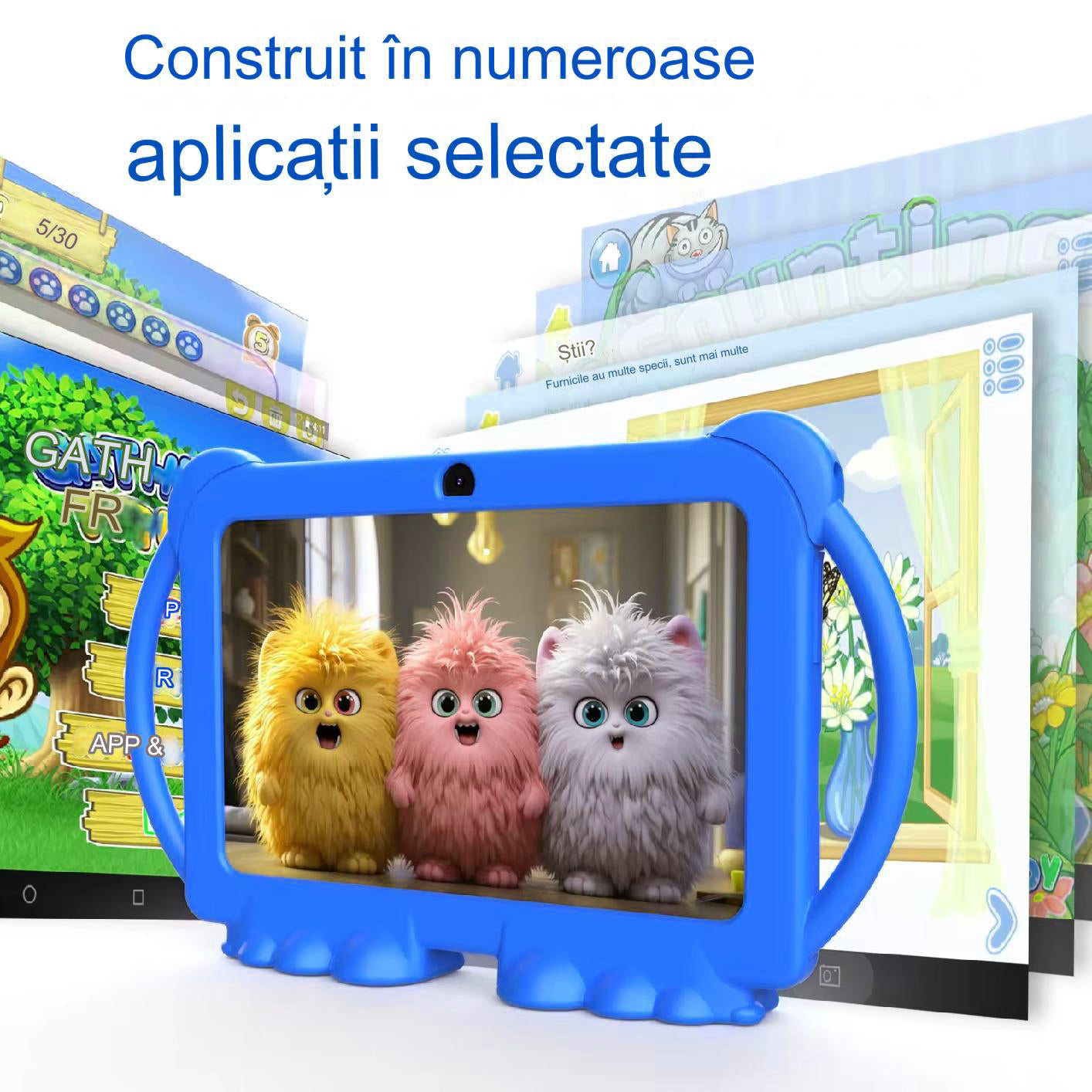 Tableta pentru copii Android WiFi de 7 inch, 4GB RAM, 32GB ROM, cu Husa de Protectie anti shock