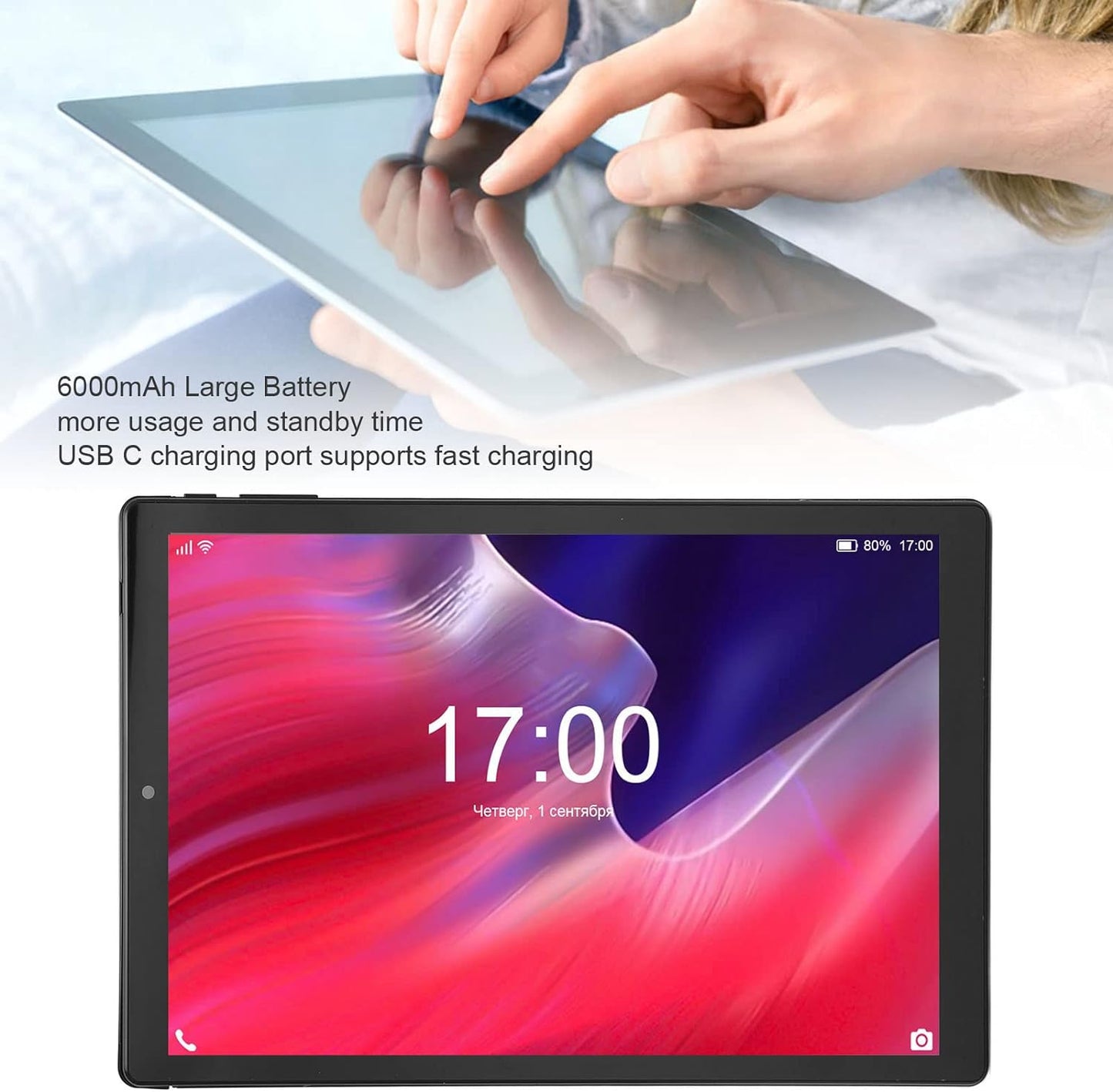 Tableta 10 inch, Android 12, 4GB RAM+64GB ROM, procesor 8-core, Dual SIM, slot SD CARD, WiFi, Bluetooth, Camera dubla, Baterie de 6000mAh