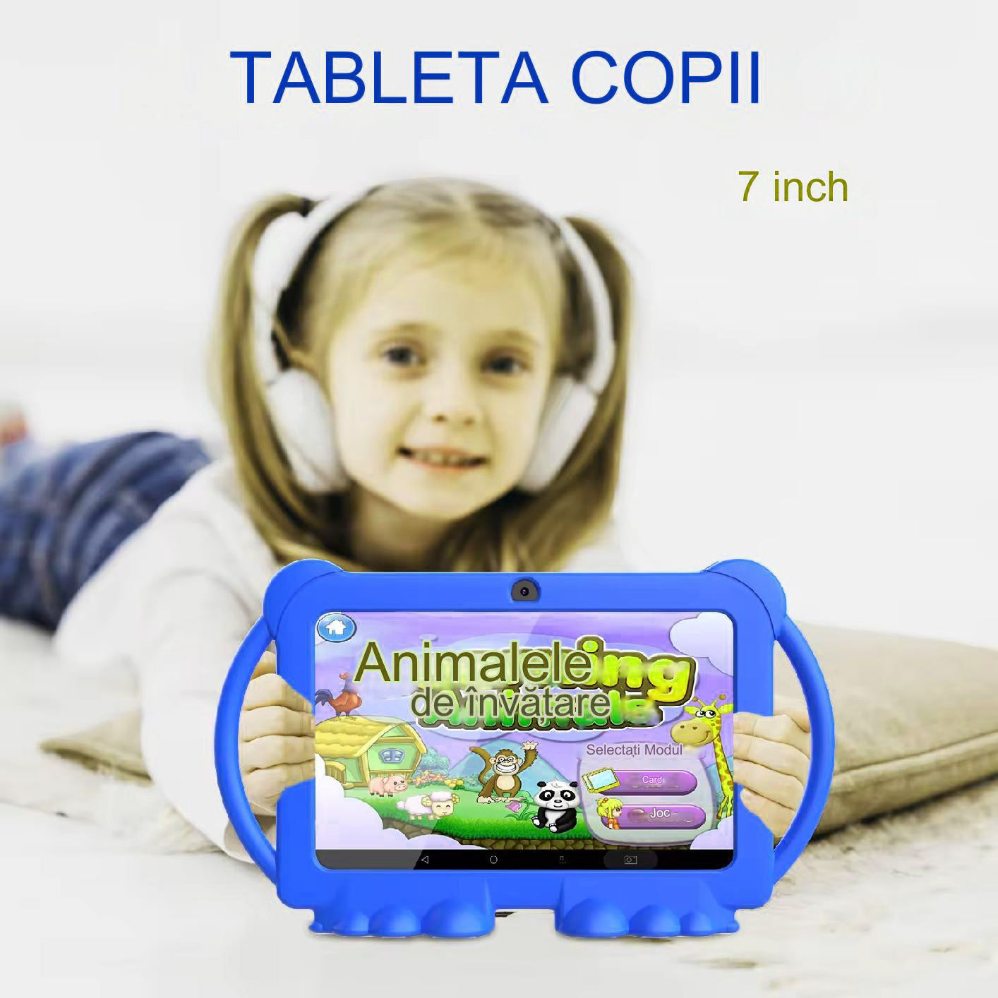 Tableta pentru copii Android WiFi de 7 inch, 4GB RAM, 32GB ROM, cu Husa de Protectie anti shock