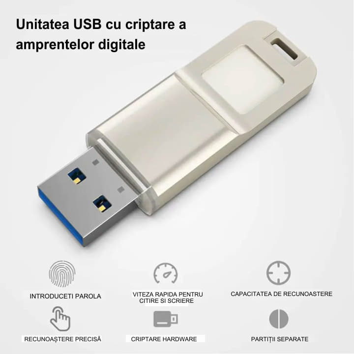 USB Memory Stick, Secured with Fingerprint 64 GB, Reliable Storage, Fast Transfer, Advanced Data Protection