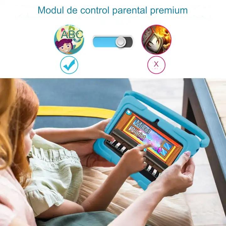 7 inch Android WiFi children's tablet with anti-shock protection, dual camera, games, drawings, applications, educational, model with handle
