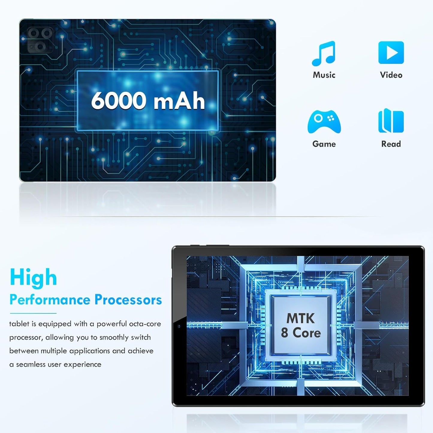 Tableta 10 inch, Android 12, 4GB RAM+64GB ROM, procesor 8-core, Dual SIM, slot SD CARD, WiFi, Bluetooth, Camera dubla, Baterie de 6000mAh