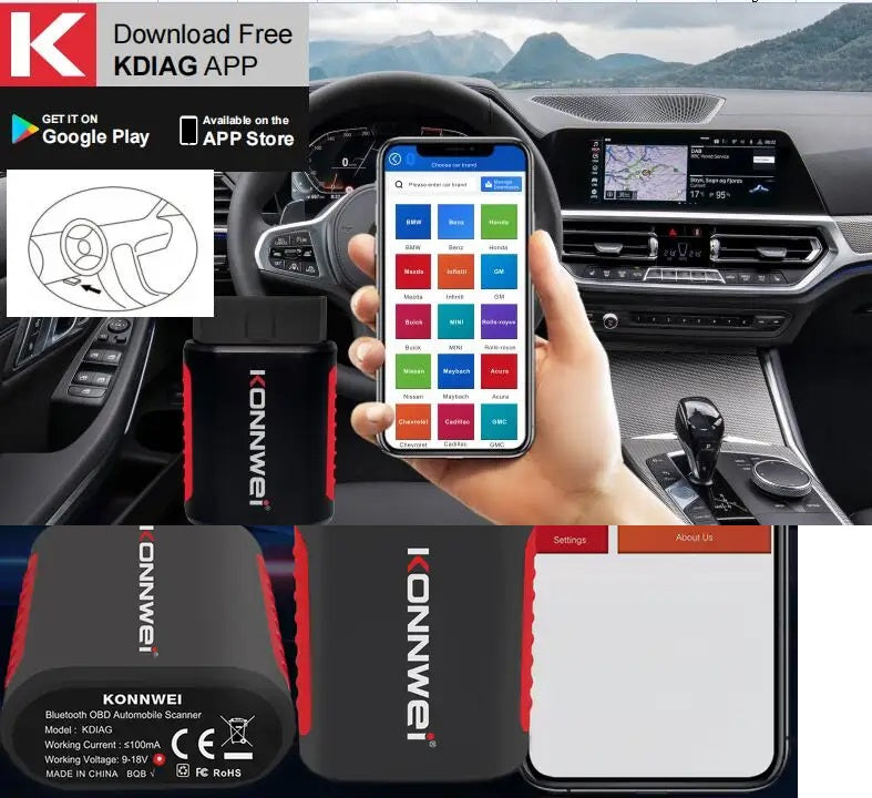 Auto Tester, Professional Diagnosis, KONNWEI, Complete Code Reader 101 functions