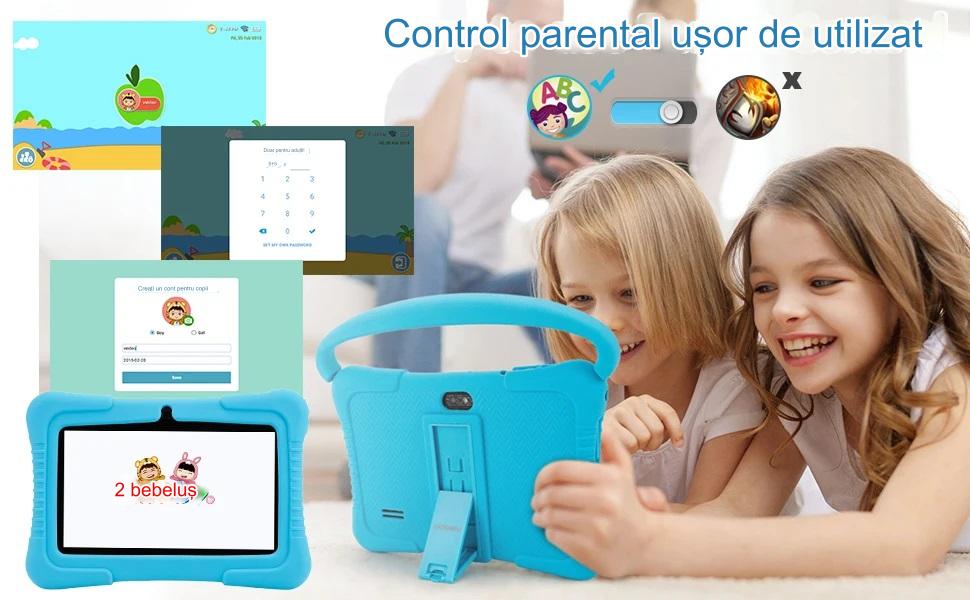 7 inch Android WiFi children's tablet with anti-shock protection, dual camera, games, drawings, applications, educational, model with handle