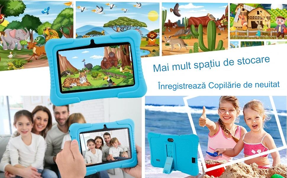 7 inch Android WiFi children's tablet with anti-shock protection, dual camera, games, drawings, applications, educational, model with handle