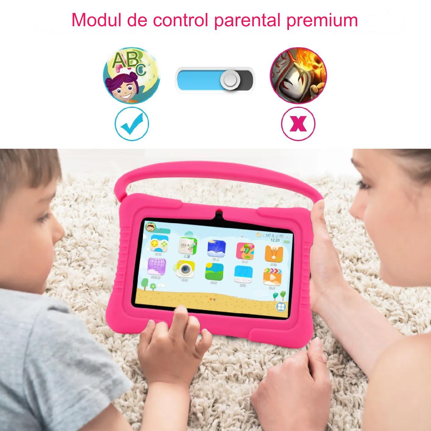 7 inch Android WiFi children's tablet with anti-shock protection, dual camera, games, drawings, applications, educational, model with handle