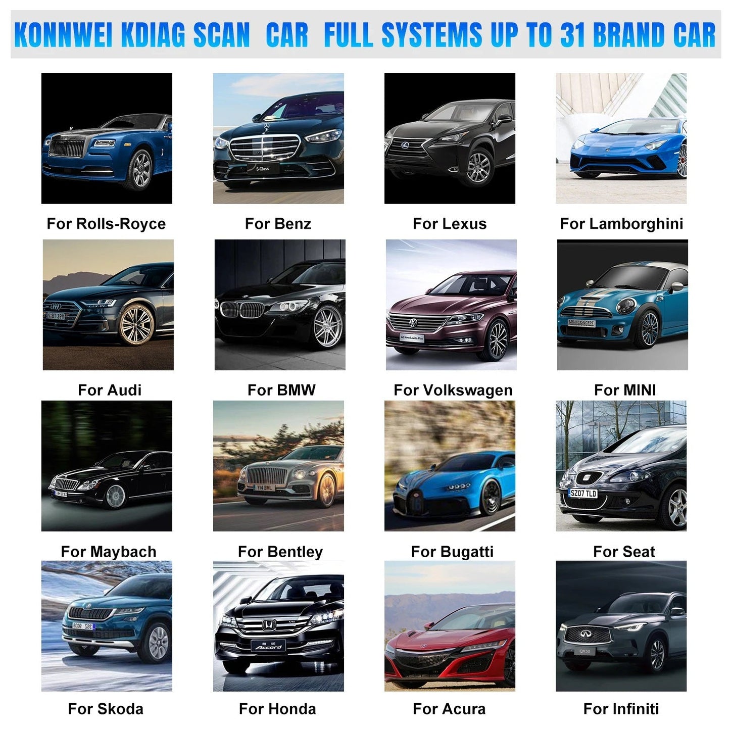 Auto Tester, Professional Diagnosis, KONNWEI, Complete Code Reader 101 functions