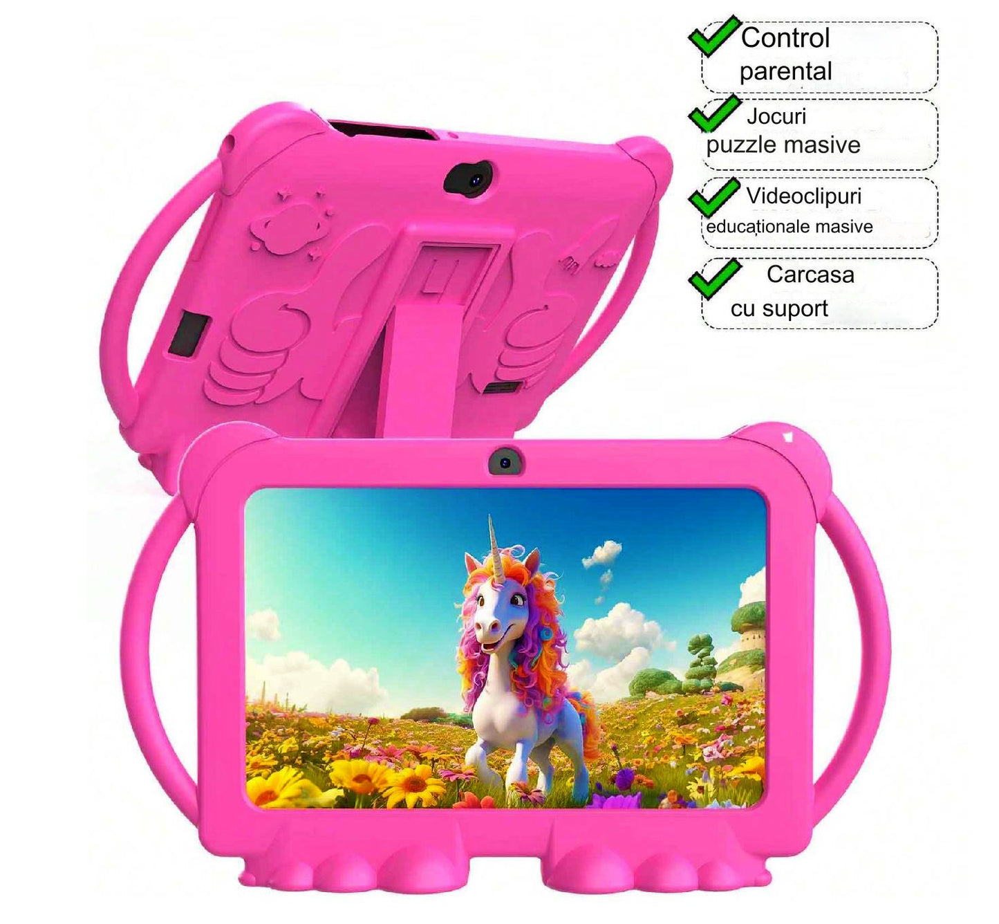 Tableta pentru copii Android WiFi de 7 inch, 4GB RAM, 32GB ROM, cu Husa de Protectie anti shock