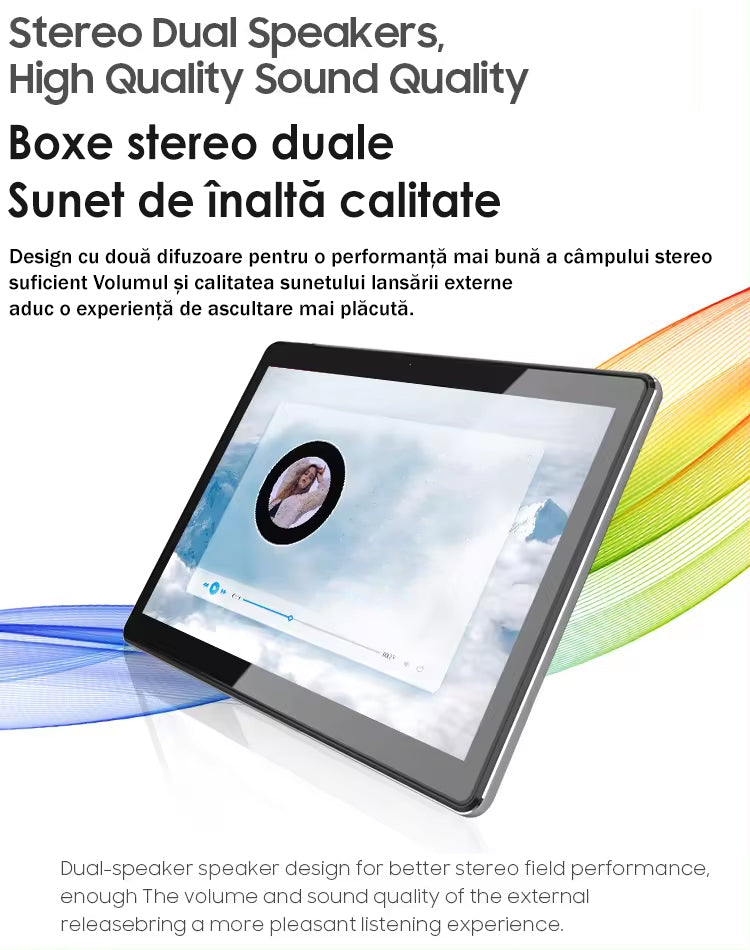 10 inch Android tablet, 10-core processor, 7500mAh battery, 64GB ROM+4GB RAM, WiFi, Bluetooth, Double camera