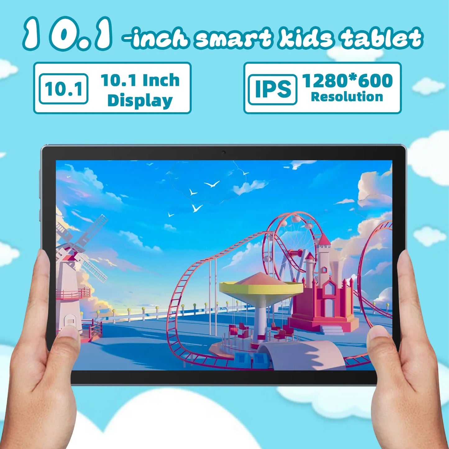 Tableta Android 10 Inch, 12GB RAM, 128GB ROM, Wifi, Bluetooth, Husa Protectie Anti Shock, Pentru Copii