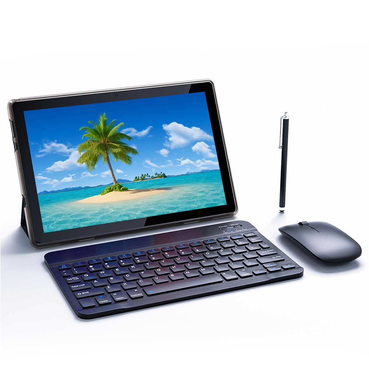 Tableta Android 10.1 inch, 18GB RAM, 128GB ROM, WiFi, cu Tastatura, Mouse, Carcasa de Protectie și Stilou