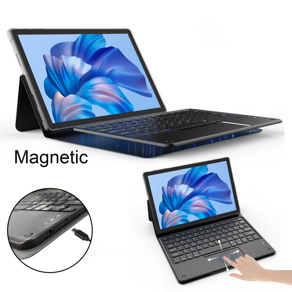 Tableta Android 10.1 inch, 12GB RAM, 128GB ROM,Procesor 8 Nuclee, Slot SIM Card, Husa, Tastatura cu carcasa, Stilou