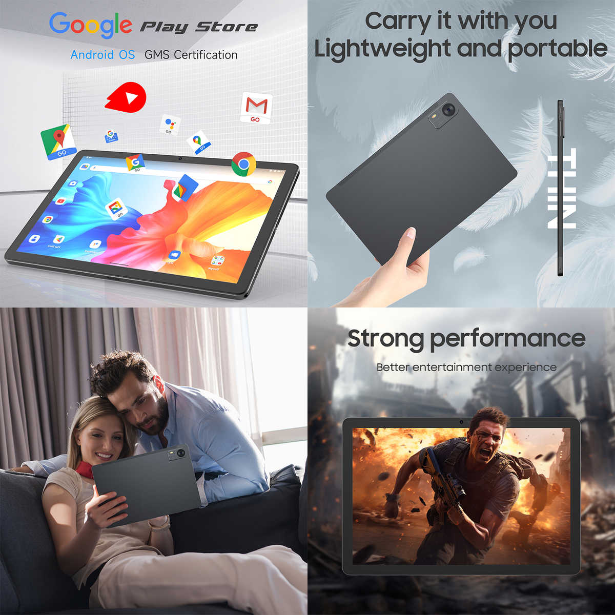 Tableta Android 10.1 inch, 12GB RAM, 128GB ROM,Procesor 8 Nuclee, Slot SIM Card, Husa, Tastatura cu carcasa, Stilou