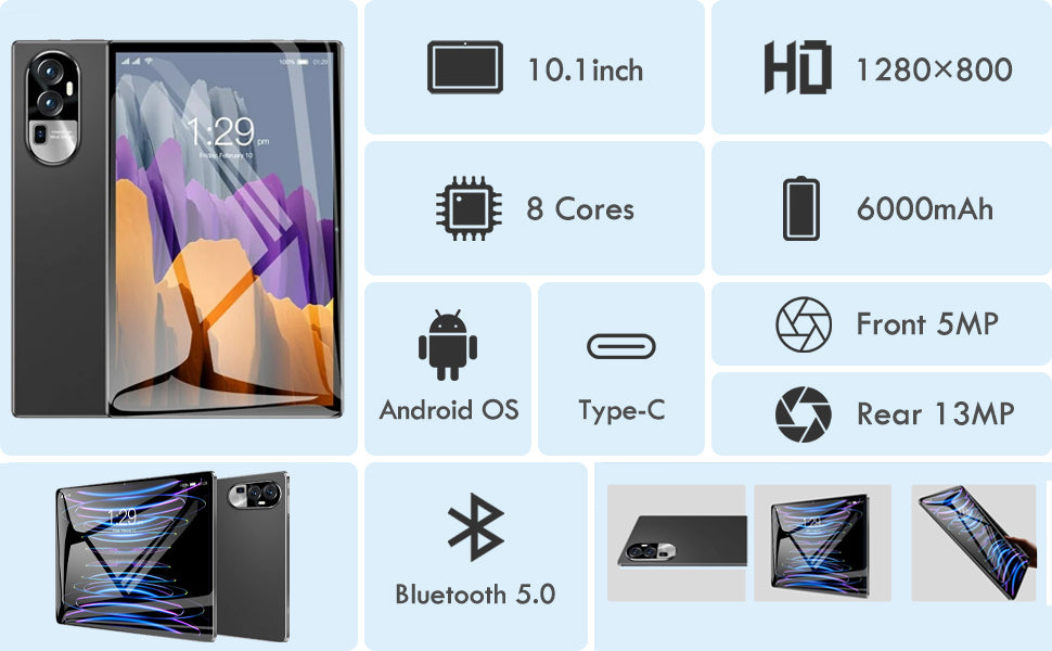 Tableta 10 inch, Android 12, 6GB RAM+128GB ROM, procesor 8-core, slot SIM, slot SD CARD, WiFi, Bluetooth, Camera dubla, Baterie de 6000mAh