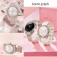 Smartwatch Dama Elegant, Bratara Metalica, Silicon si Piele, Masurare Oxigen in sange, Ritm cardiac, Sport, Somn