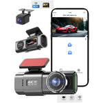 Camera auto de bord 4K, Rezolutie 3840x2160 Ultra HD, Conectivitate Wi-Fi, + Camera Spate 1080p