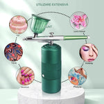 Airbrush with portable compressor, for Spray or Paint, Manicure, Body Painting, Semi-permanent Tattoo, Cake Decorating