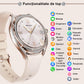 Smartwatch Dama Elegant, Bratara Metalica, Silicon si Piele, Masurare Oxigen in sange, Ritm cardiac, Sport, Somn
