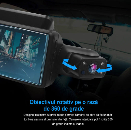 Camera auto de bord, full HD, 1080P, 2 camere, frontal si interior camera rotativa