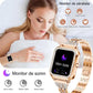 Smartwatch Dama Elegant, Bratari, Silicon, Piele si Metalica cu Pietricele, Masurare Oxigen in sange, Ritm cardiac, Sport, Somn