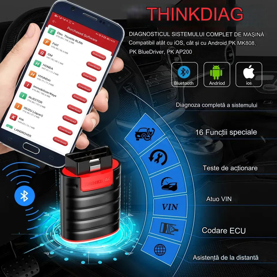 Diagnoza Profesionala, Tester Auto, ThinkDiag, Sistem Complet, 1 An Licenta Gratis