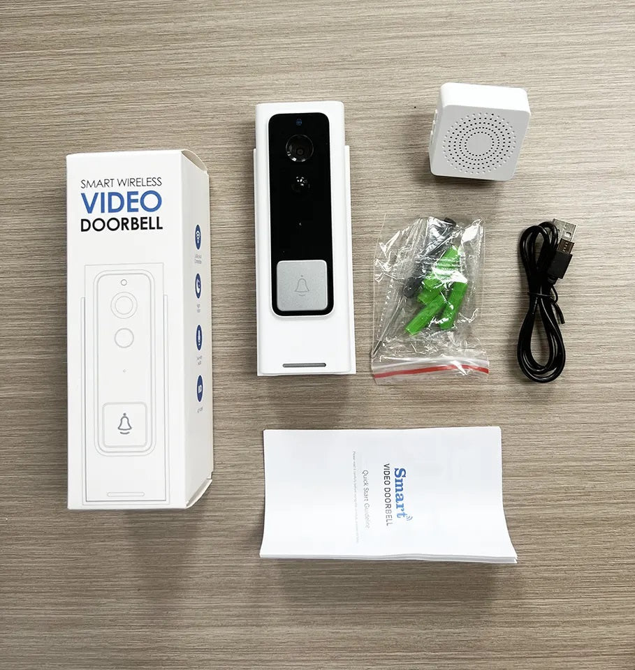 Smart Wireless Video Doorbell, HD Night Vision, Motion Detection, Two-way Audio, Built-in Speaker and Microphone, Mobile App and iCloud