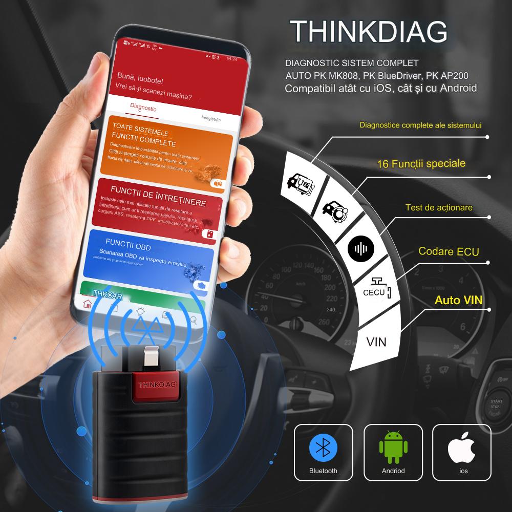 Diagnoza Profesionala, Tester Auto, ThinkDiag, Sistem Complet, 1 An Licenta Gratis