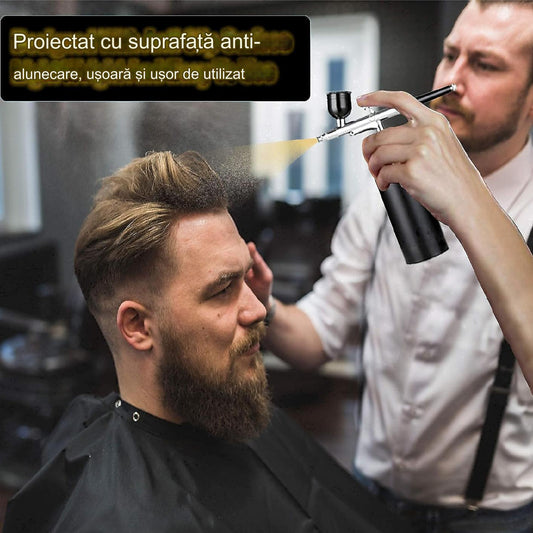 Aerograf Airbrush cu compresor portabil, pentru Vopsit orice, Manichiura, Pictura corp, Tatuaj semipermanent, Ornare torturi, Braber Shop, Negru