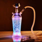 Portable hookah, with multicolor LED lights 32x9.5 cm, Innovative transparent design with blue elements, Dense and pleasant smoke
