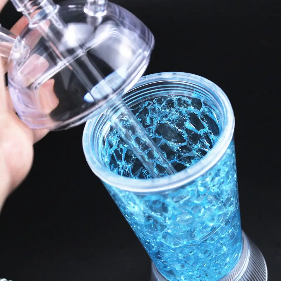 Portable hookah, with multicolor LED lights 32x9.5 cm, Innovative transparent design with blue elements, Dense and pleasant smoke
