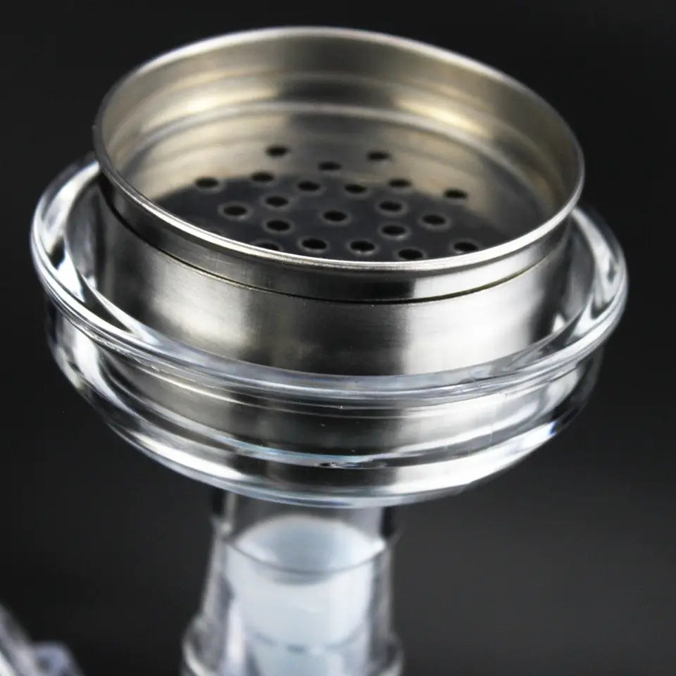 Portable hookah, with multicolor LED lights 32x9.5 cm, Innovative transparent design with blue elements, Dense and pleasant smoke
