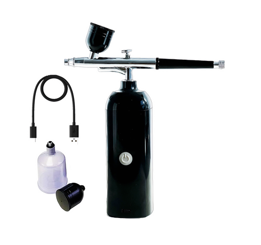 Aerograf Airbrush cu compresor portabil, pentru Vopsit orice, Manichiura, Pictura corp, Tatuaj semipermanent, Ornare torturi, Braber Shop, Negru