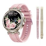 UNLINES Women's Smartwatch, CF32, Bracelets, Silicone, Leather and Metal with Pebbles, Blood Oxygen Measurement, Heart Rate, Sports, Sleep